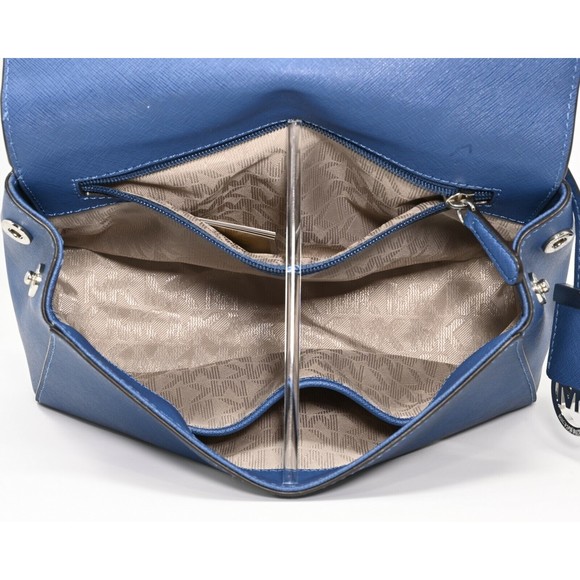 MICHAEL KORS AVA Small Top Handle Satchel Steel Blue Saffiano Leather NWT - Picture 6 of 11